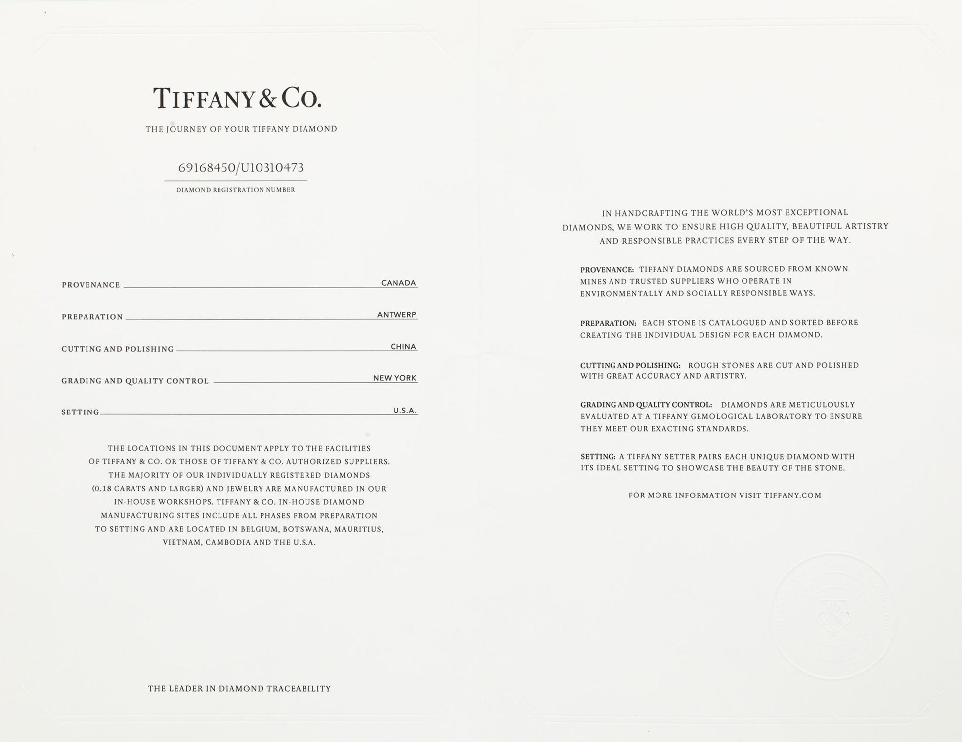 TIFFANY & CO. Platinum Diamond Engagement Ring 1.24CT w/ 1.08CT Center Size 6