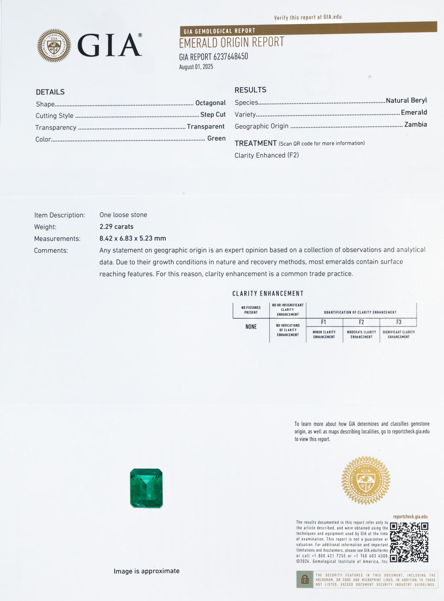 GIA Certified 18k White Gold Zambia Emerald and VS Diamond Ring 2.94CT Size 6.25