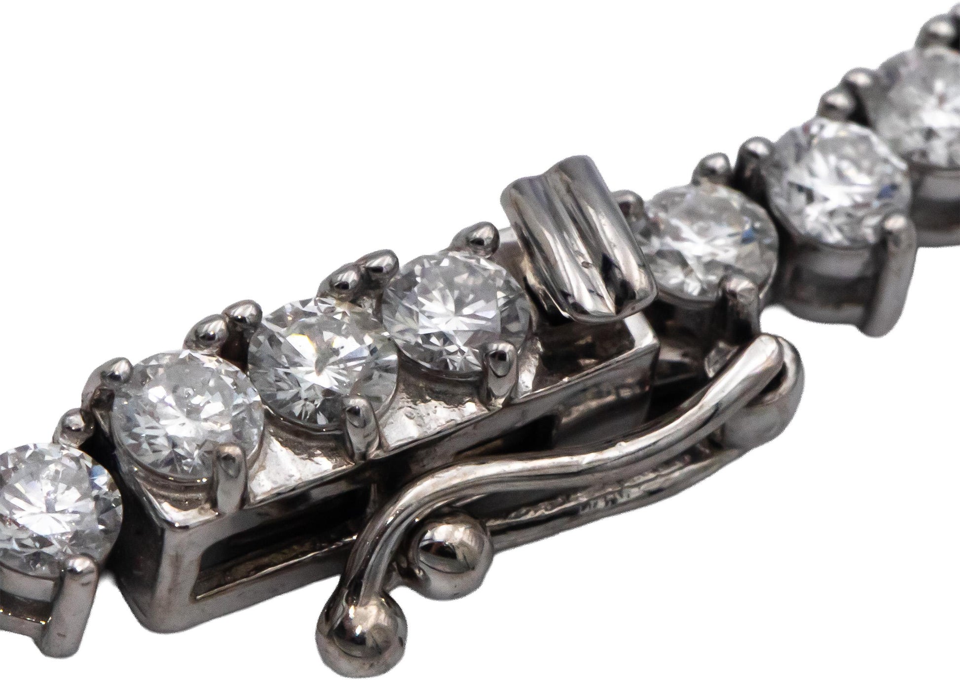 14k White Gold Round Diamond Three-Prong Tennis Necklace 11.81CT