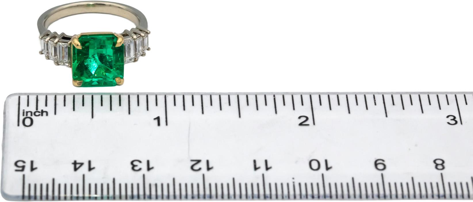 GIA 18k White & Yellow Gold Colombian Emerald & Diamond Ring 4.32CTW Size 6.25