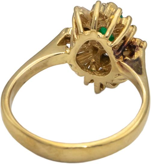 14k Yellow Gold Diamond and Emerald Cluster Cocktail Ring 0.70CTW Size 6.75
