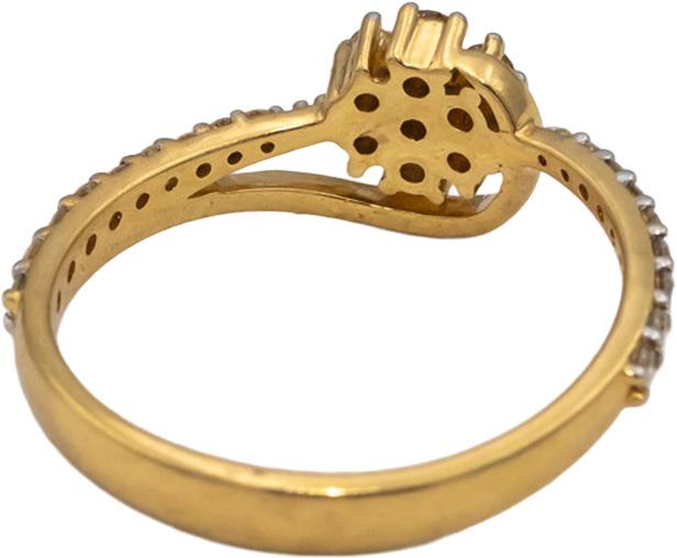 18k Yellow Gold VS Round Diamond Cluster Flower Band Ring 0.30CT Size 6.25