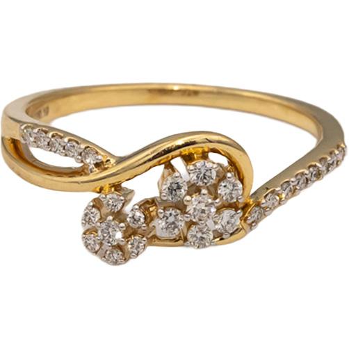 18k Yellow Gold VS Round Diamond Swirl Flower Ring 0.19CT Size 6.5