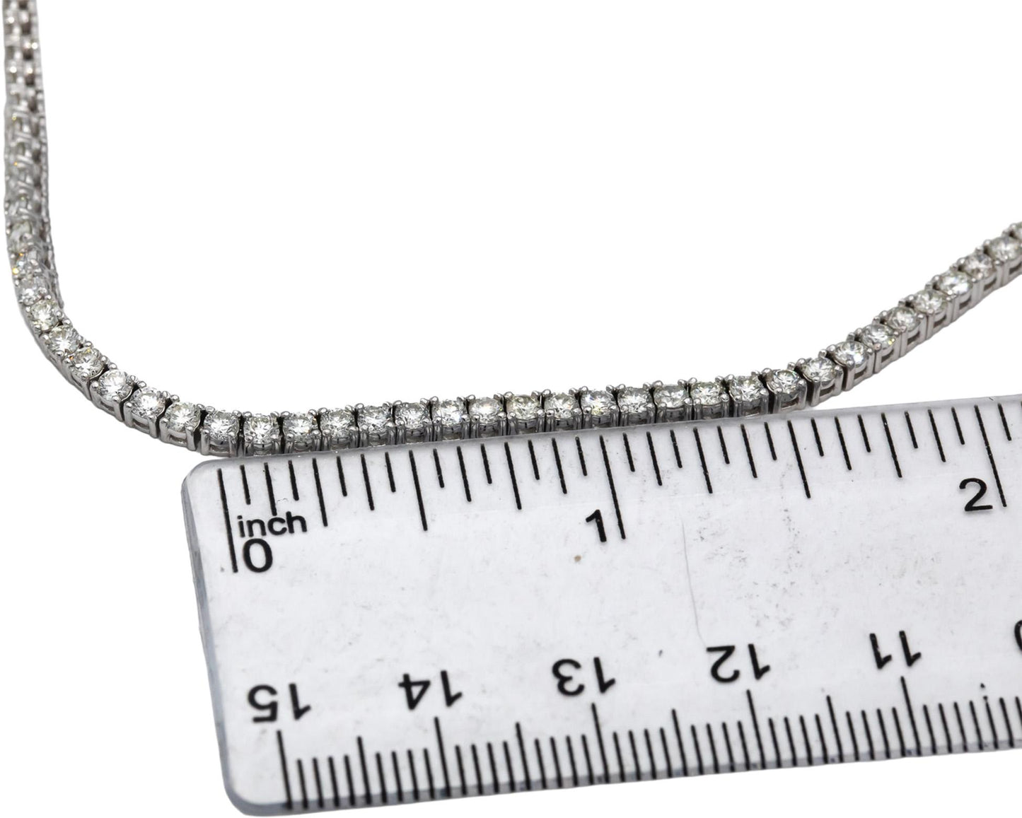 14k White Gold Round Diamond Tennis Necklace 9.15CT
