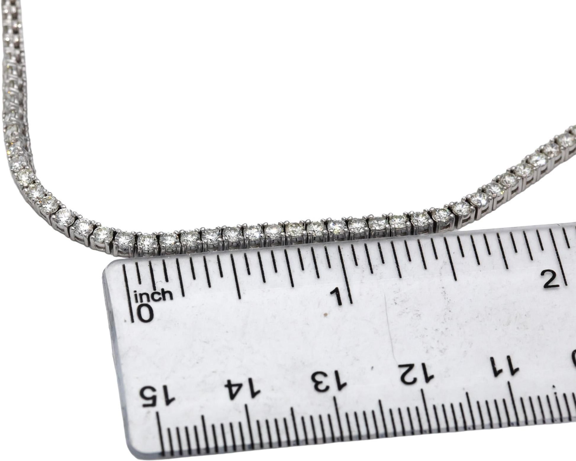 14k White Gold Round Diamond Tennis Necklace 9.15CT