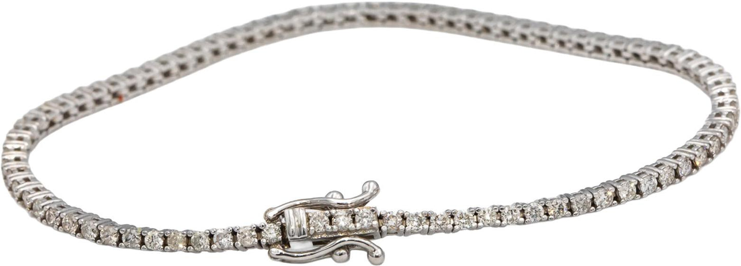 14k White Gold Round Diamond Tennis Bracelet 1.90CT