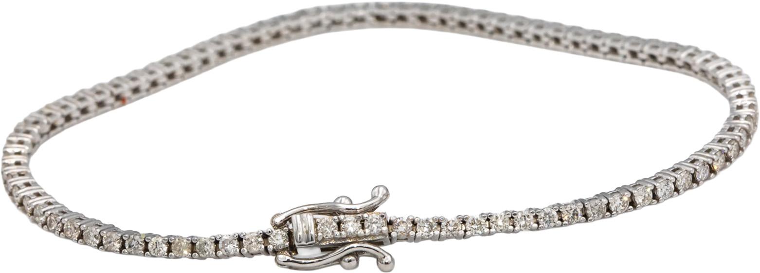 14k White Gold Round Diamond Tennis Bracelet 1.90CT
