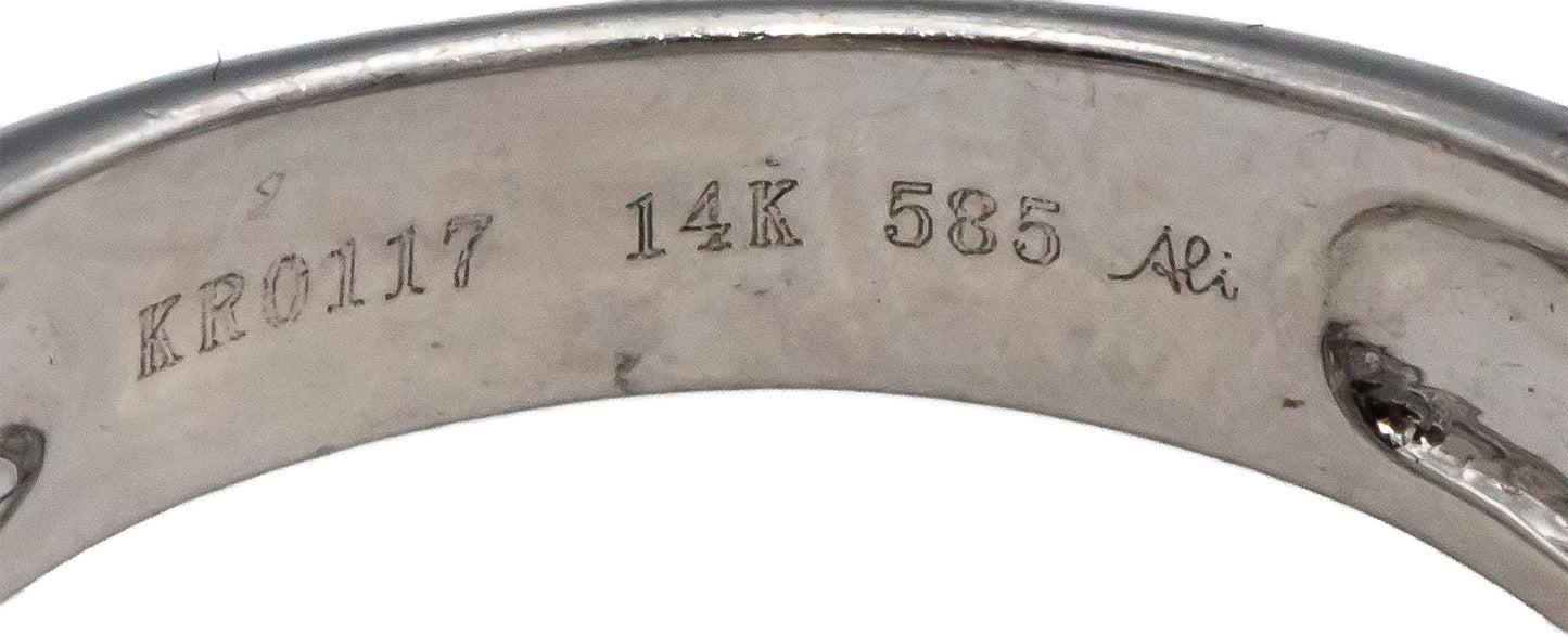 14k White Gold Round Diamond Wide Band Ring 0.35CT Size 7.5