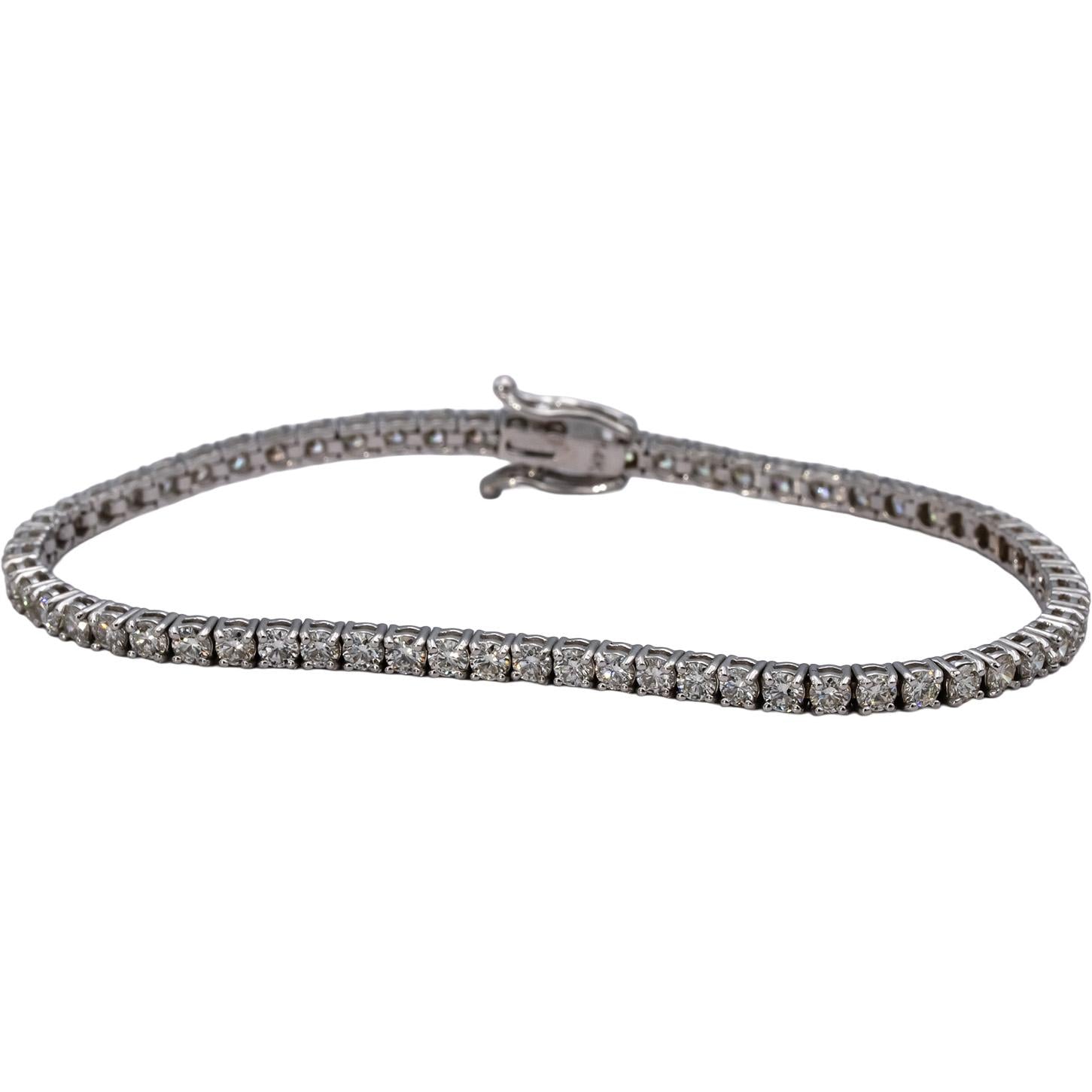 14k White Gold VS Round Diamond Tennis Bracelet 4.38CT