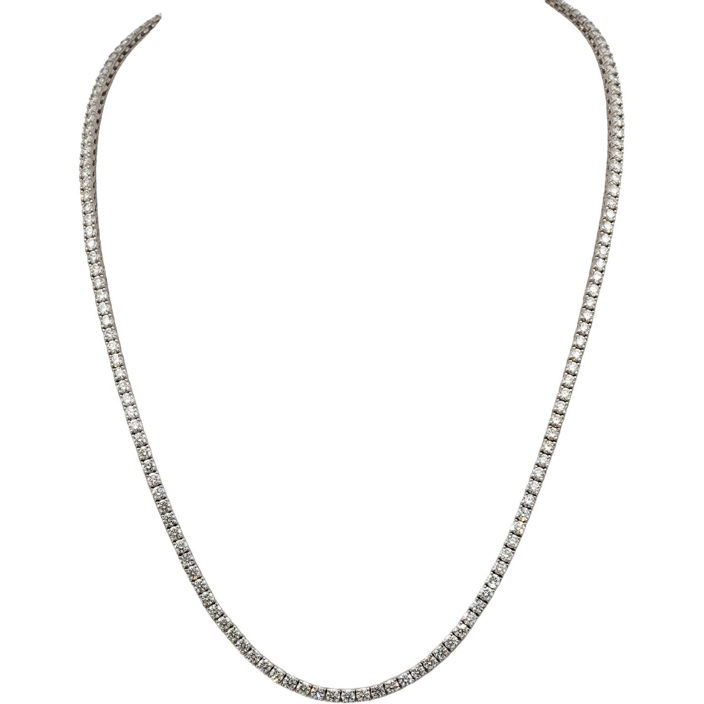 14k White Gold VS Round Diamond Tennis Necklace 11.26CT