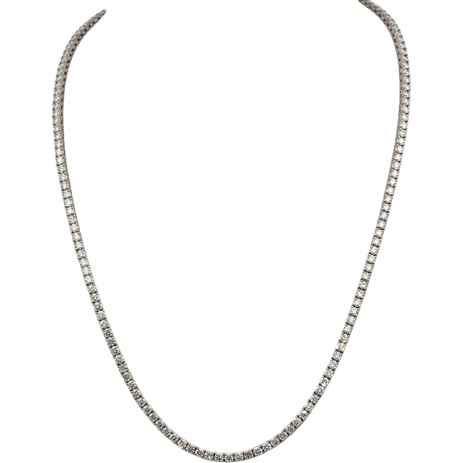 14k White Gold VS Round Diamond Tennis Necklace 11.26CT