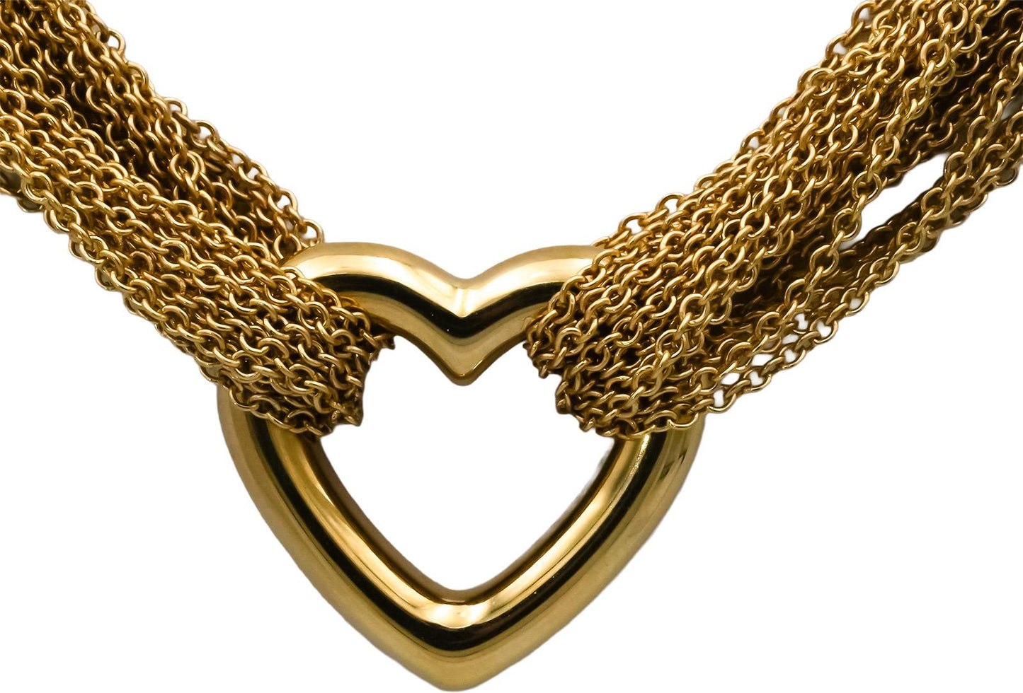 TIFFANY & CO. 18k Yellow Gold Multistrand Heart Necklace w/ Toggle Clasp