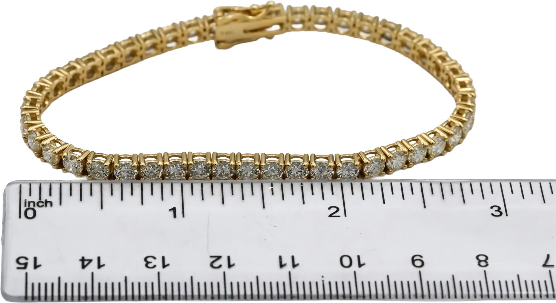 14k Yellow Gold VS Round Diamond Tennis Bracelet 8.39CT