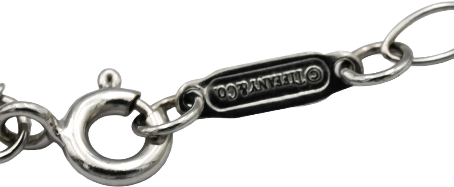 TIFFANY & CO. 18k White Gold Round Diamond Heart Key Pendant Necklace 0.13CT