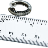 18k White Gold Round White and Black Diamond Hoop Huggie Earrings 1.0CT