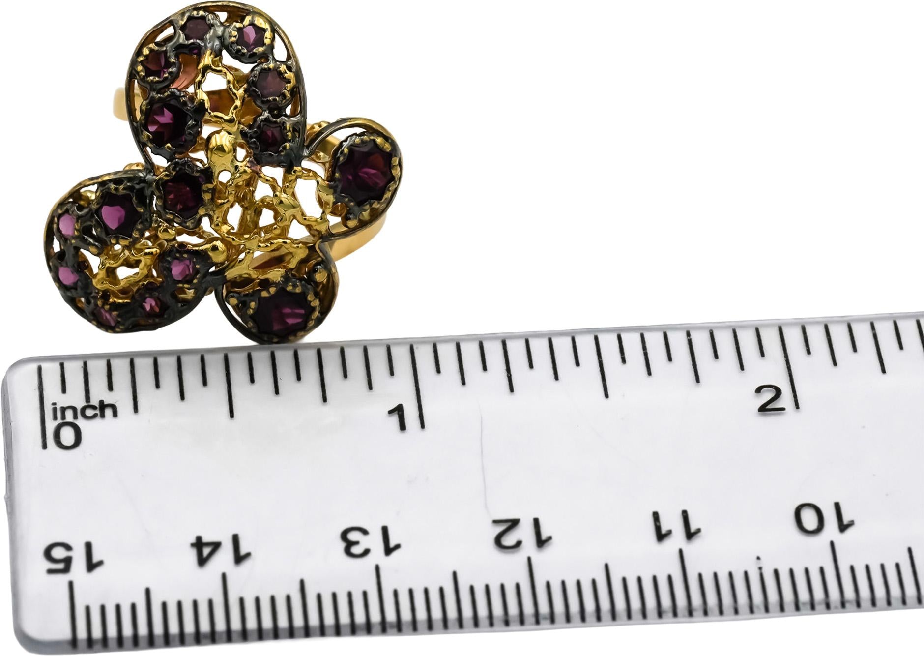 18k Yellow Gold & Rhodium Pink Tourmaline Butterfly Ring 1.25CT Size 7.5
