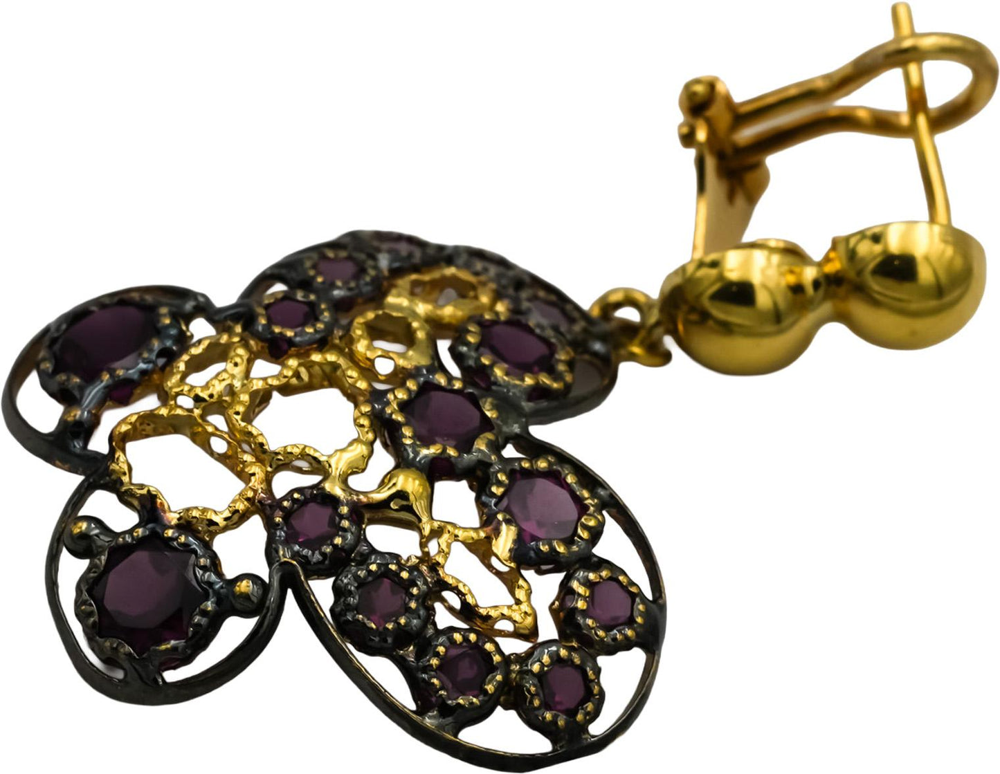 18k Yellow Gold Rhodium Pink Tourmaline Butterfly Dangle Earrings 2.50CT