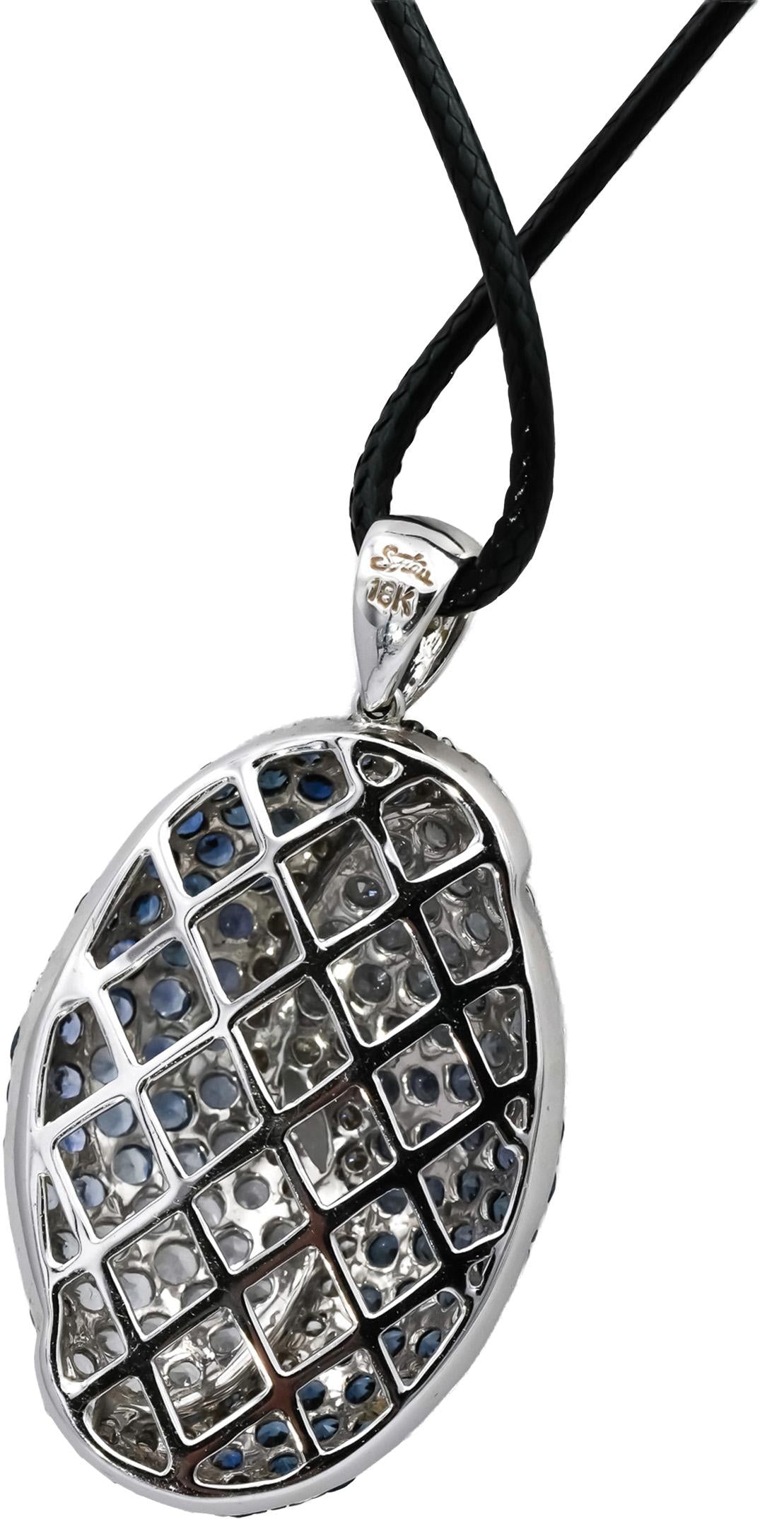 18k White Gold Diamond and Multi Color Gemstone Cluster Pendant Necklace 5.25CT