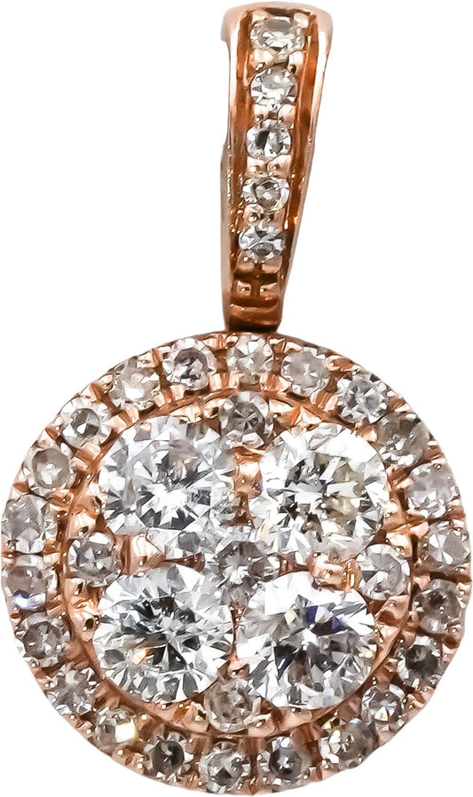 14k Rose Gold Round Diamond Cluster Pendant Necklace 0.35CT