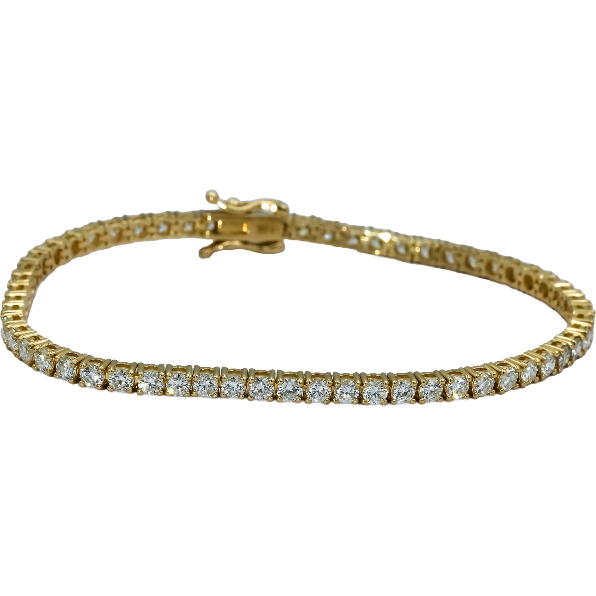 14k Yellow Gold VS Round Diamond Tennis Bracelet 4.86CT