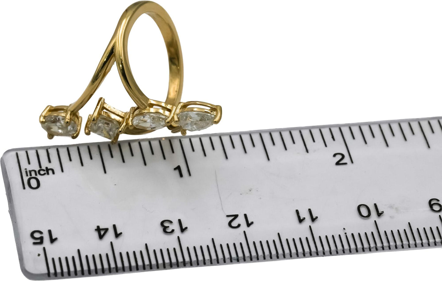 14k Yellow Gold Oval Princess Marquise Pear Diamond Ring 2.08CT Size 6.5