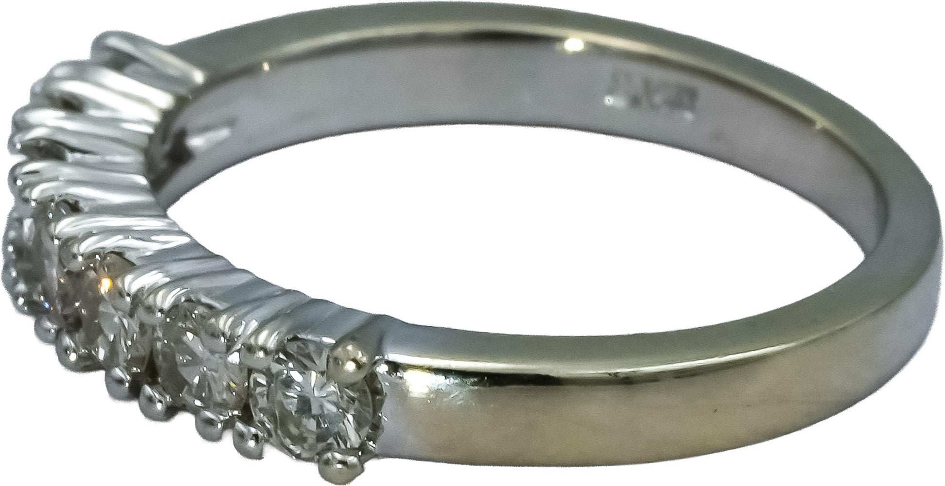14k White Gold Round Diamond Anniversary Band Ring 0.49CT Size 5.25