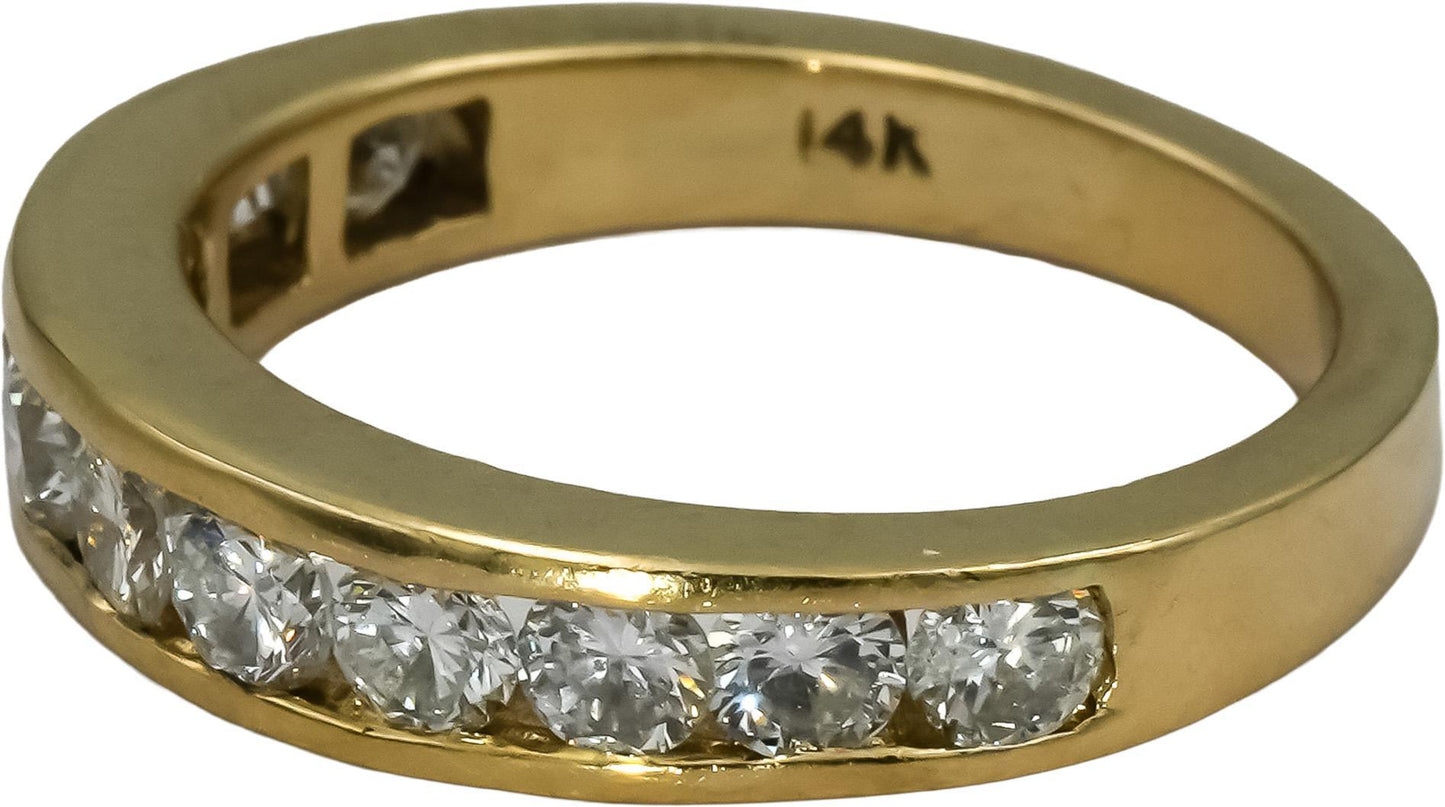 14k Yellow Gold Round Channel Set Diamond Band Ring 1.0CT Size 6.25
