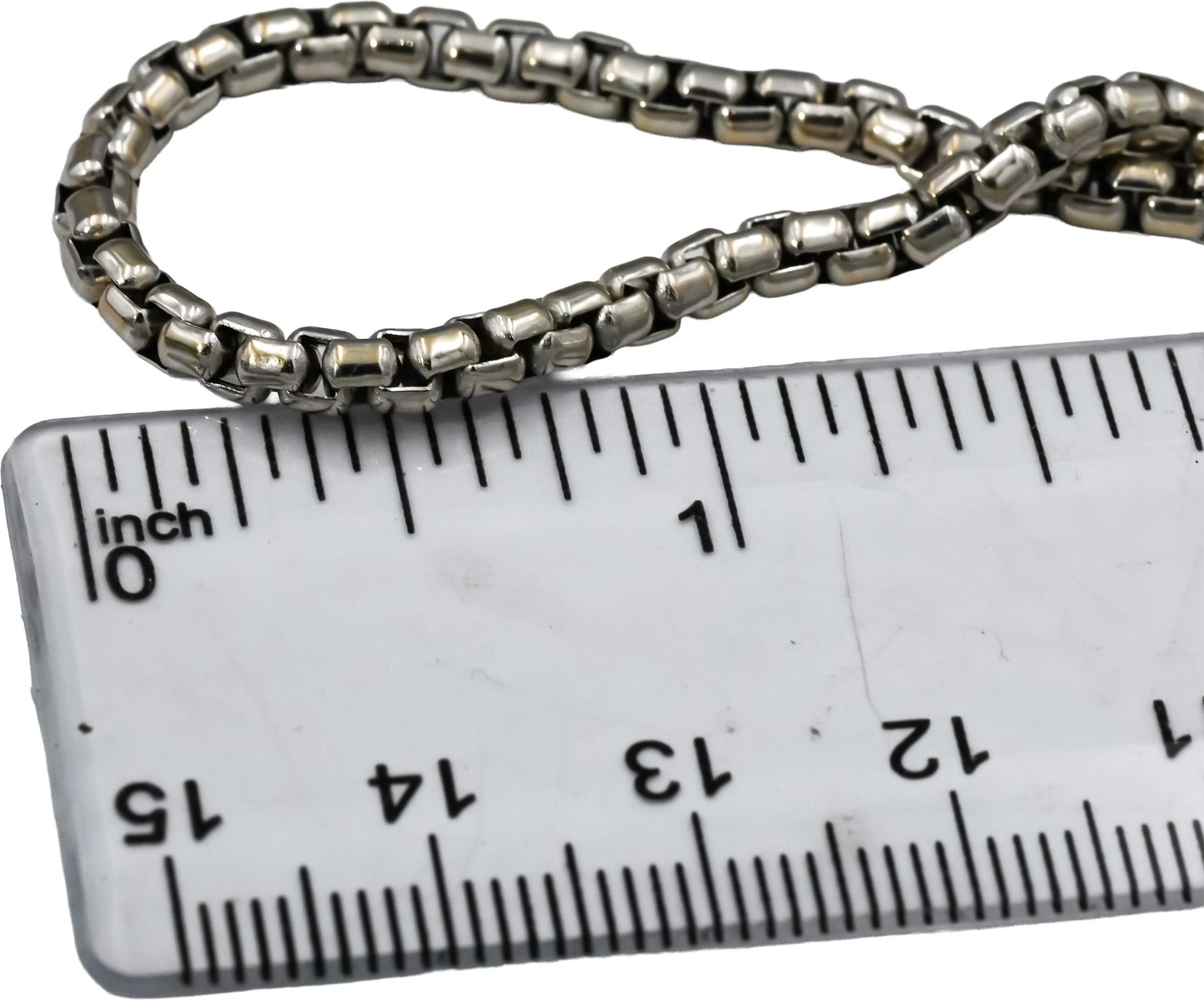 DAVID YURMAN 18k White Gold Box Link Chain Necklace 3.4mm Wide/22in Long