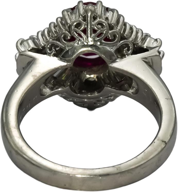 GIA Certified Platinum Ruby and VS Diamond Cocktail Ring 3.04CT Size 6.5