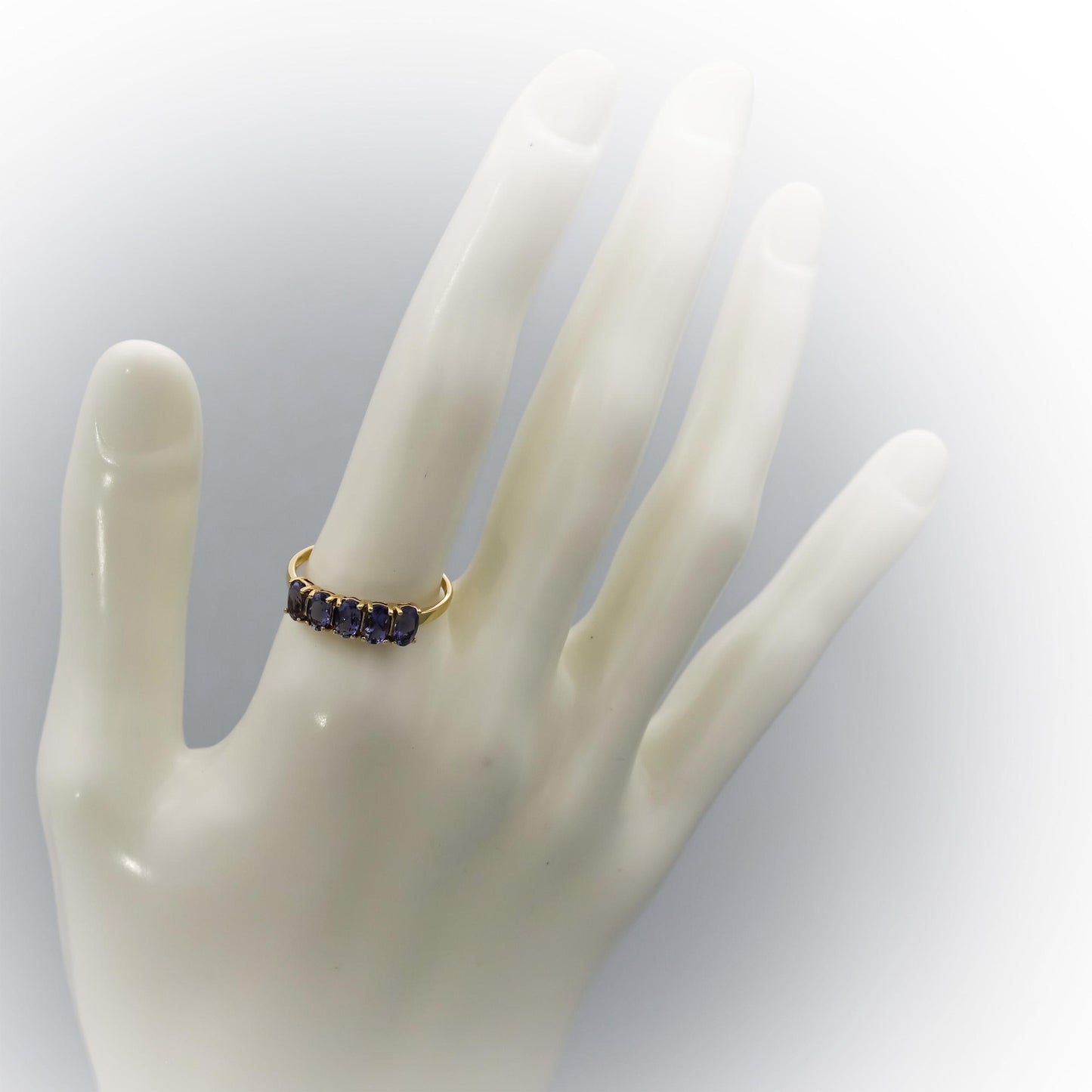 10k Yellow Gold Oval Cut Tanzanite Band Ring 1.0CT Size 8.25