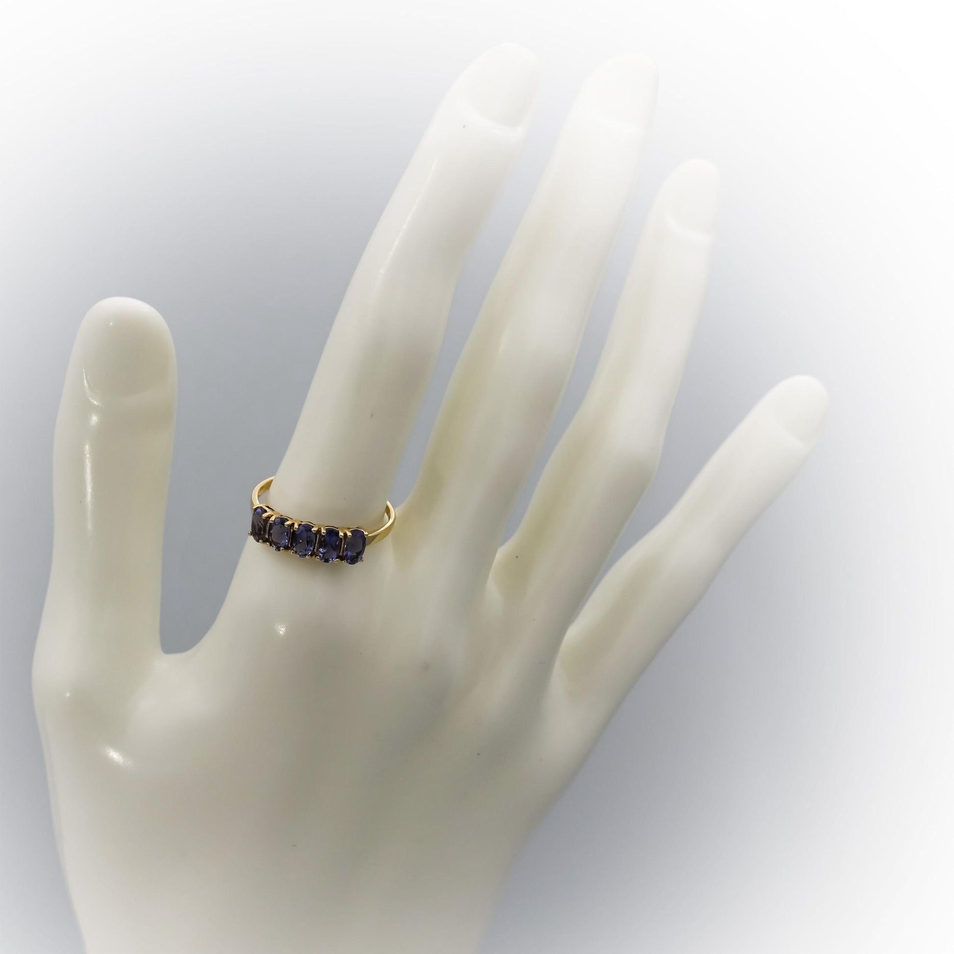 10k Yellow Gold Oval Cut Tanzanite Band Ring 1.0CT Size 8.25