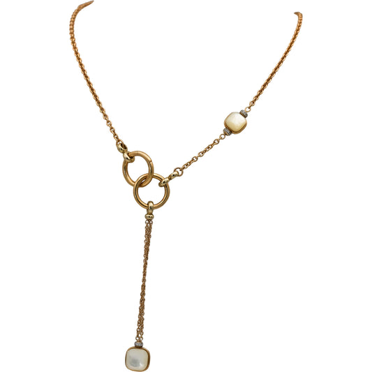 POMELLATO 18k Yellow Gold Mother of Pearl Necklace w/ Diamond Accents 0.10CT