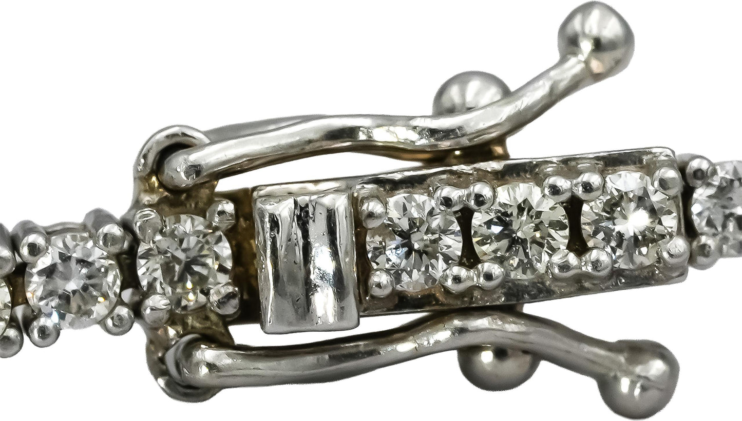 14k White Gold Round Diamond Tennis Bracelet 2.25CT