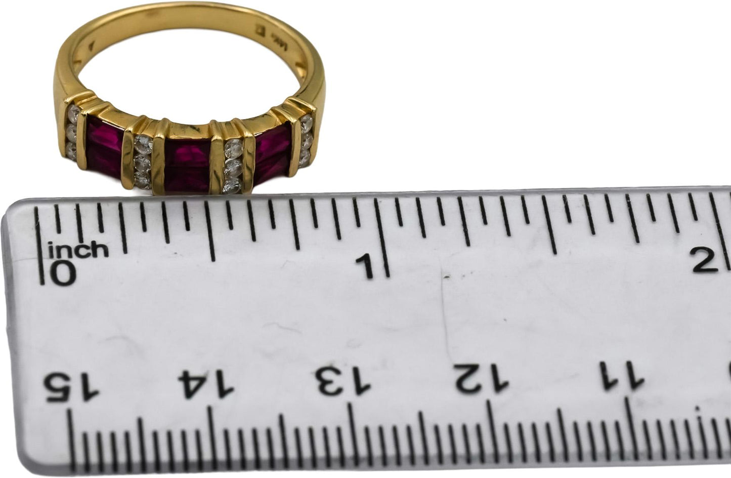 14k Yellow Gold Diamond and Ruby Band Ring 0.75CT Size 7