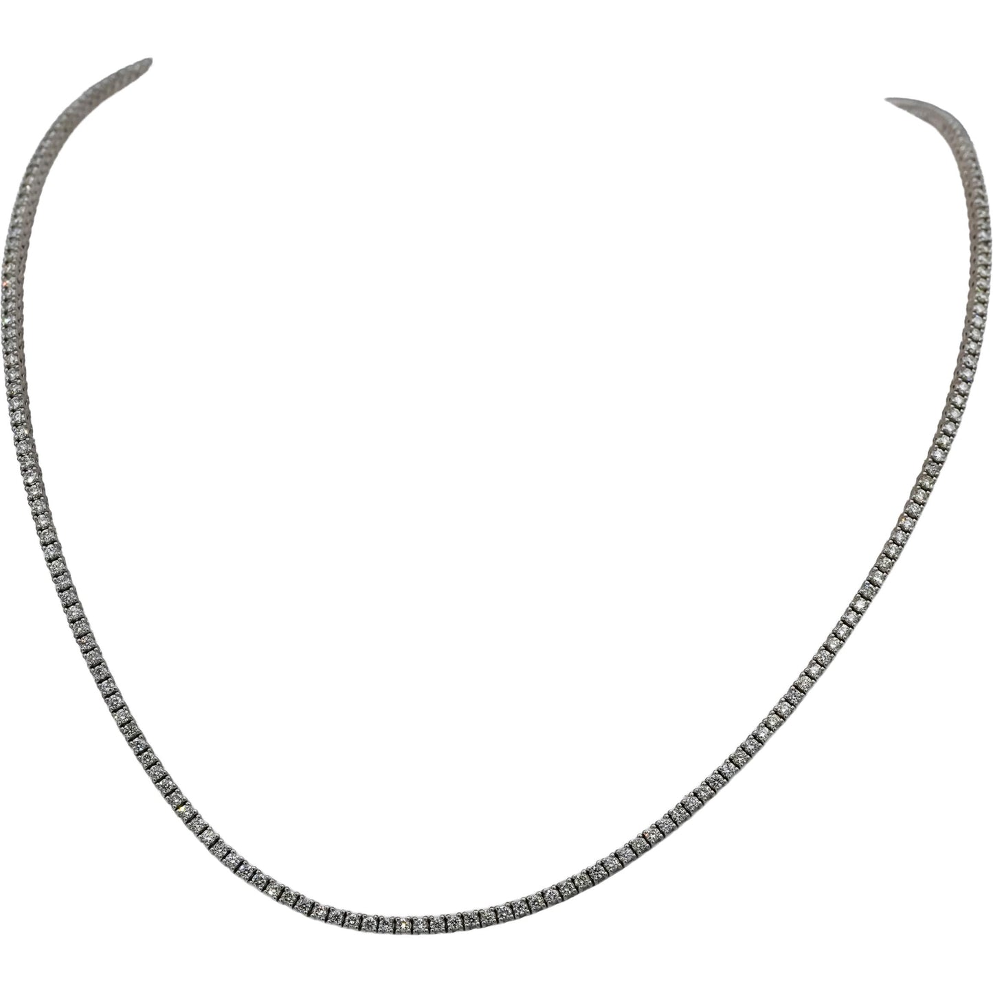 14k White Gold VS Round Diamond Tennis Necklace 3.55CT