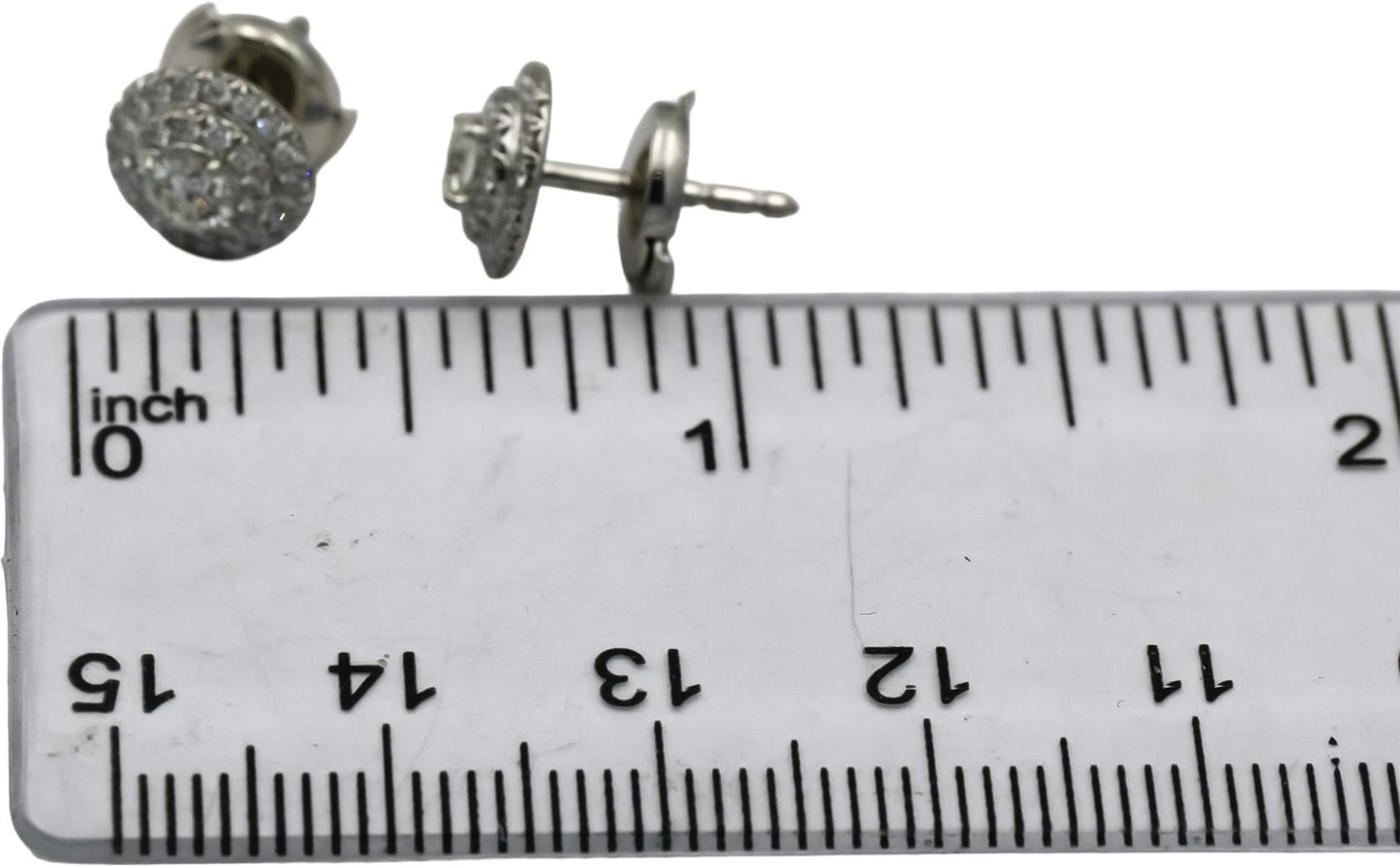 TIFFANY & CO. 18k White Gold Diamond Soleste Stud Earrings w/ Box 0.95CT