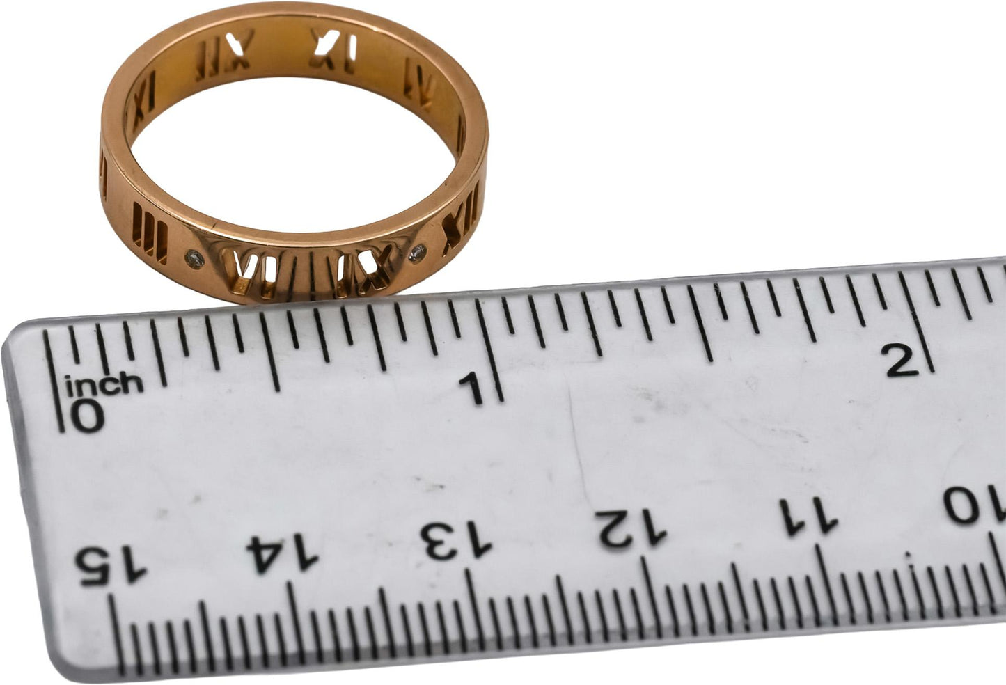 TIFFANY & CO. 18k Rose Gold VS Diamond Atlas Band Ring .02CT Size 10.25