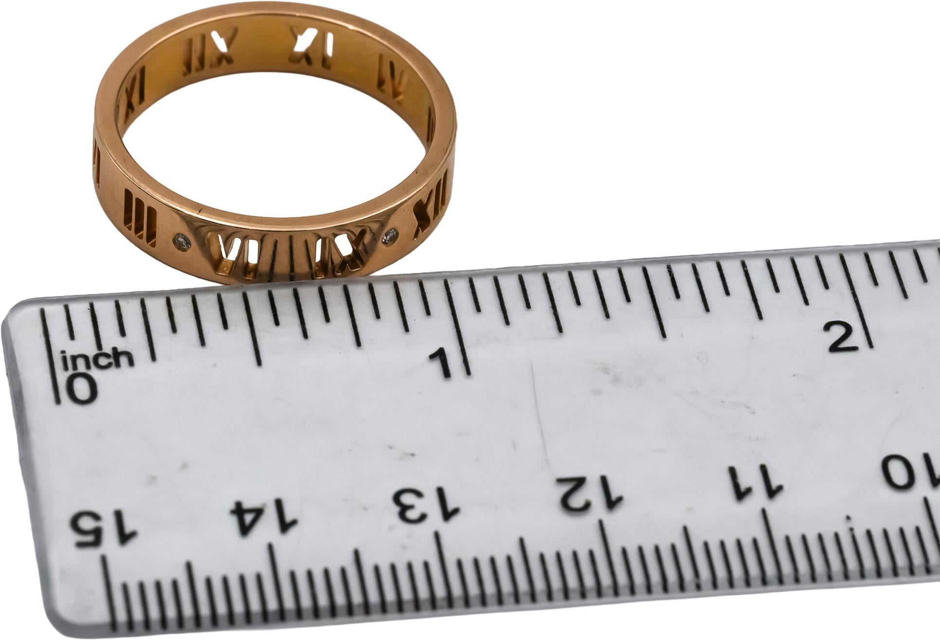 TIFFANY & CO. 18k Rose Gold VS Diamond Atlas Band Ring .02CT Size 10.25
