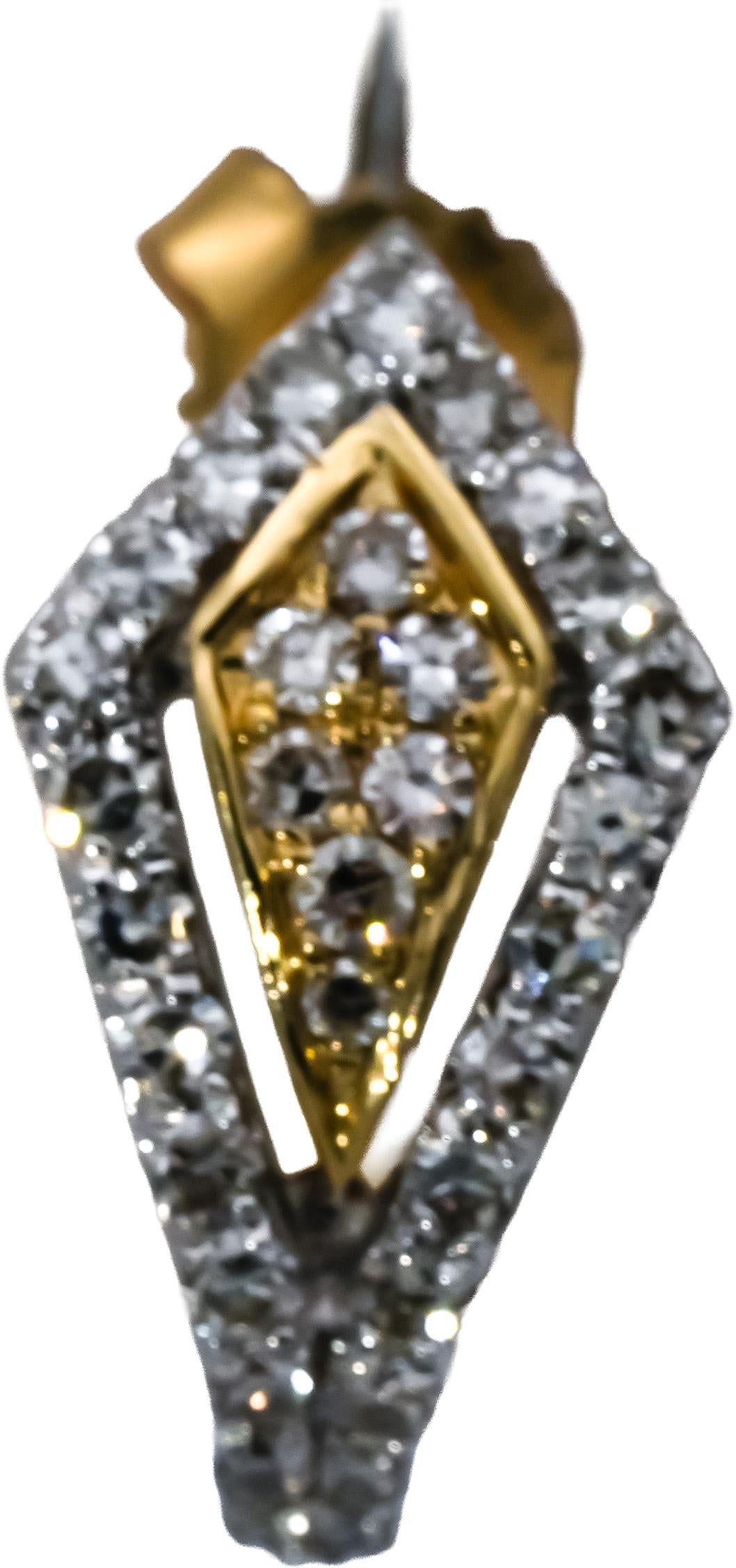 10k Yellow Gold Round Diamond Curved Stud Earrings 0.50CT