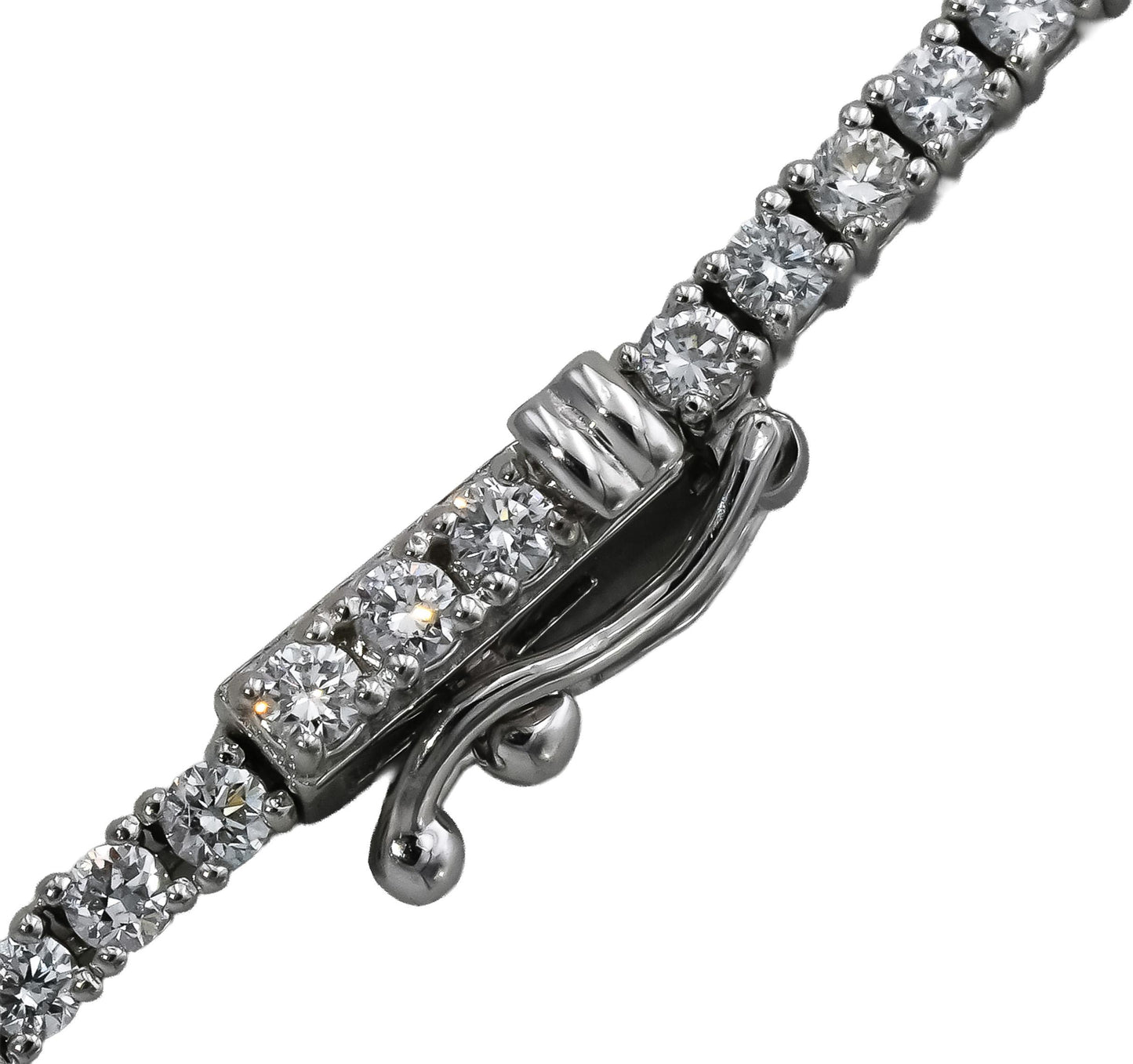 14k White Gold VS Round Diamond Tennis Necklace 5.45CT 217 Pieces