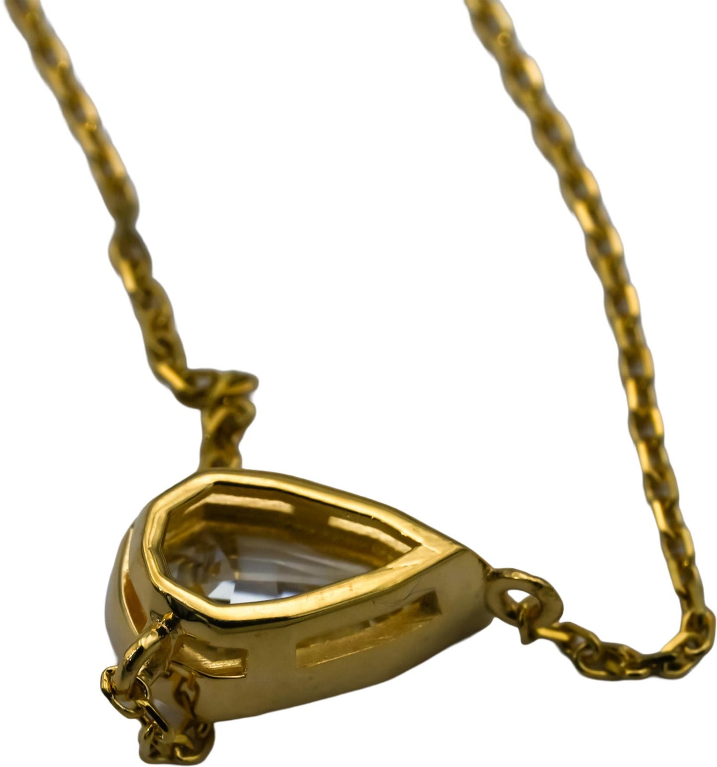 14k Yellow Gold Pear Step Cut Light Yellow Diamond Solitaire Pendant 0.99CT