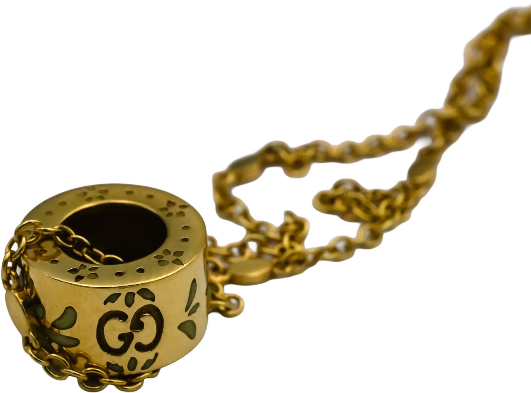 GUCCI 18k Yellow Gold Icon Blooms Botanical Motif Pendant Necklace