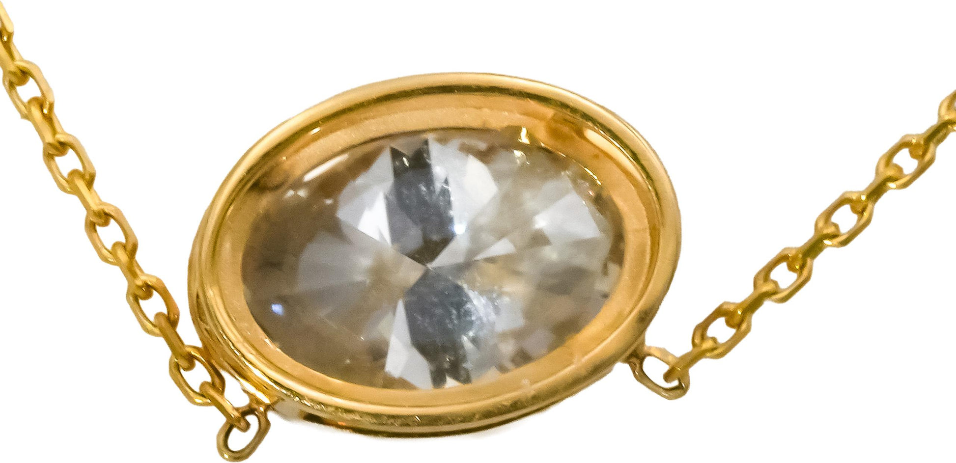 14k Yellow Gold VS Oval Cut Lab-Grown Diamond Pendant Necklace 2.23CT
