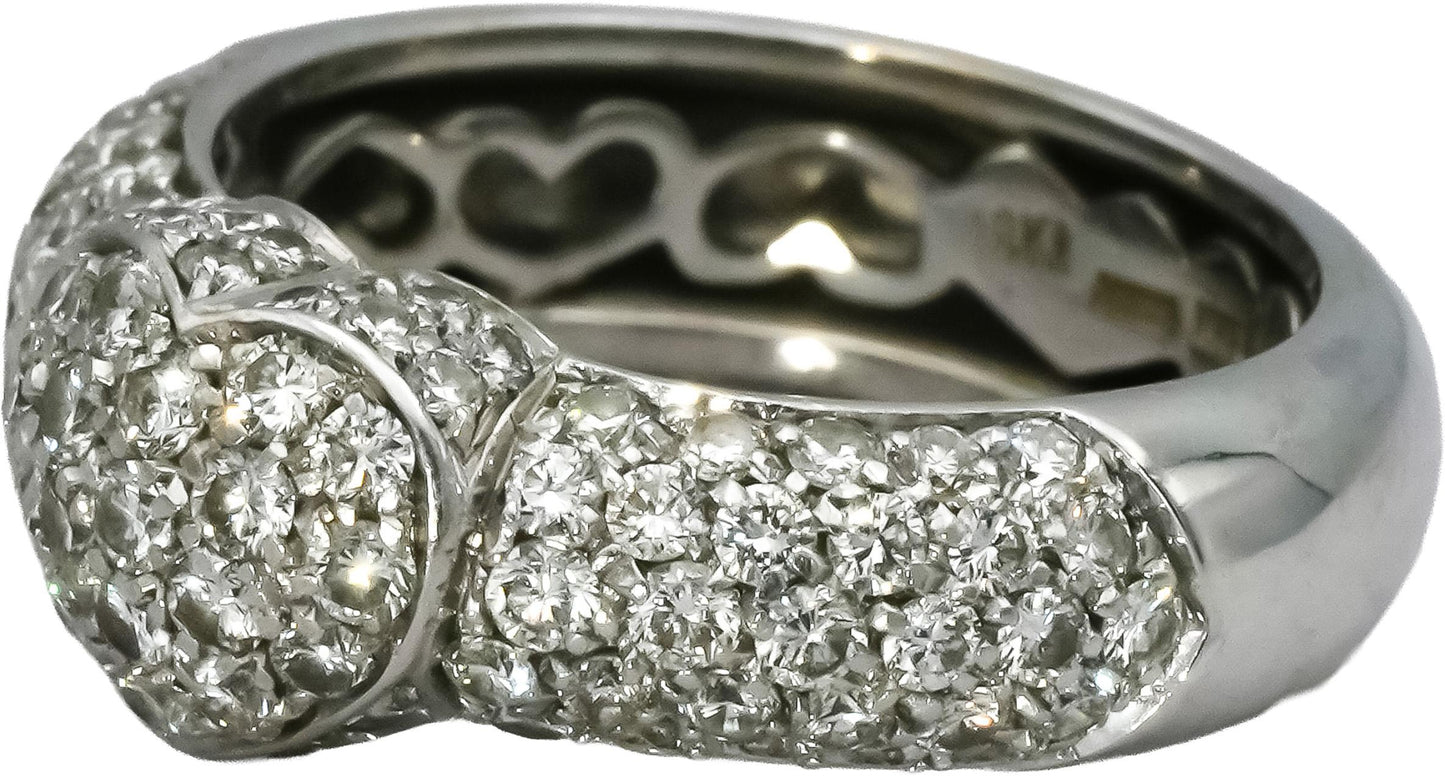 18k White Gold VS Round Diamond Cluster Heart Ring 1.0CT Size 6.75