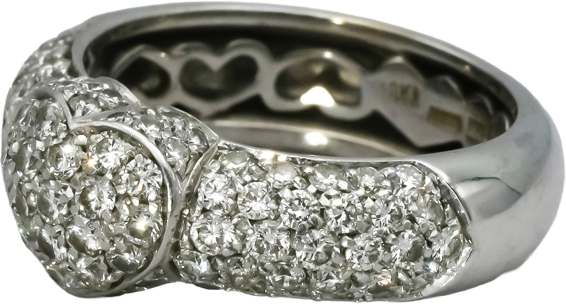 18k White Gold VS Round Diamond Cluster Heart Ring 1.0CT Size 6.75