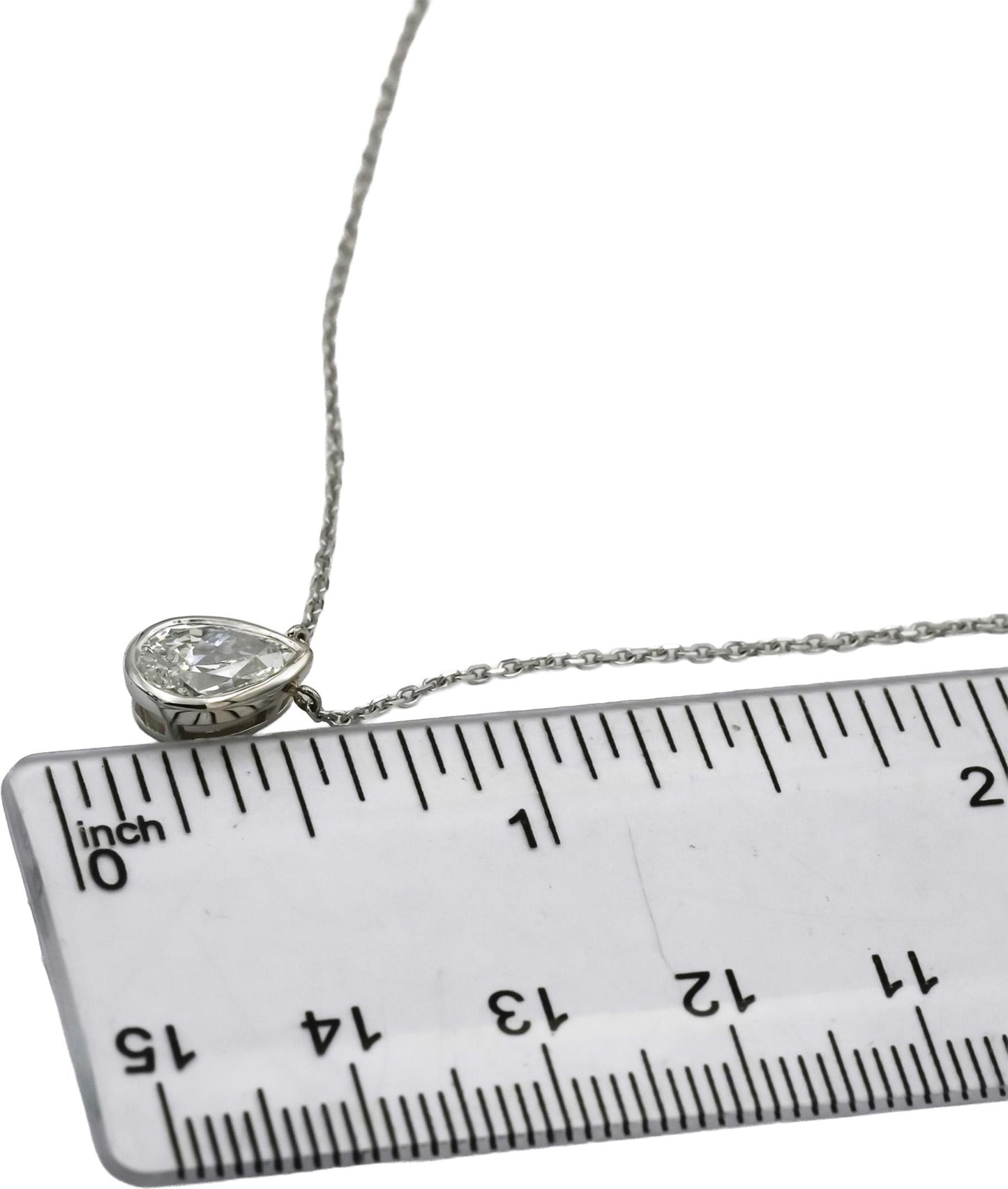 14k White Gold VS Pear Cut Lab-Grown Diamond Solitaire Pendant Necklace 1.05CT