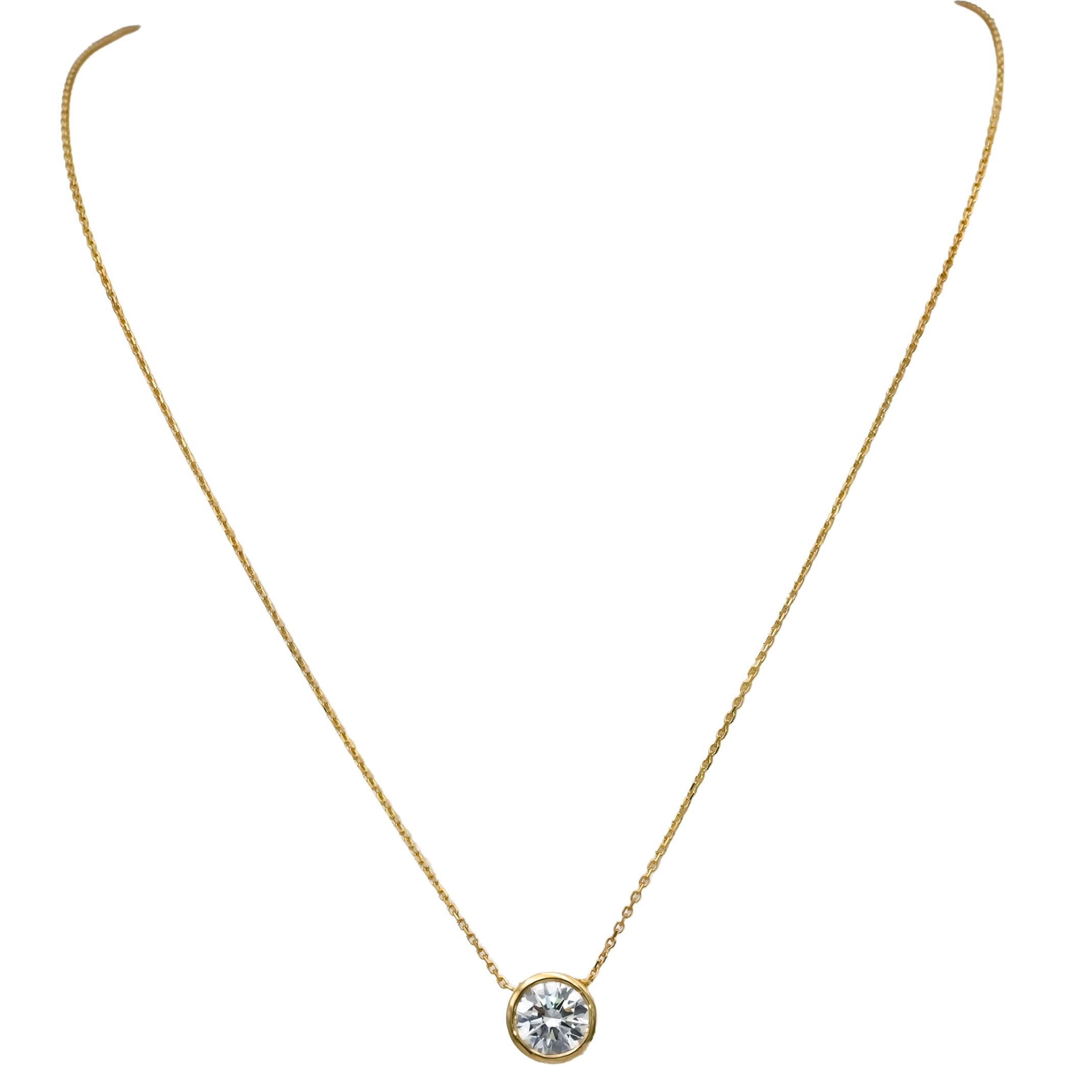 14k Yellow Gold VS Round Lab-Grown Diamond Solitaire Pendant Necklace 2.03CT
