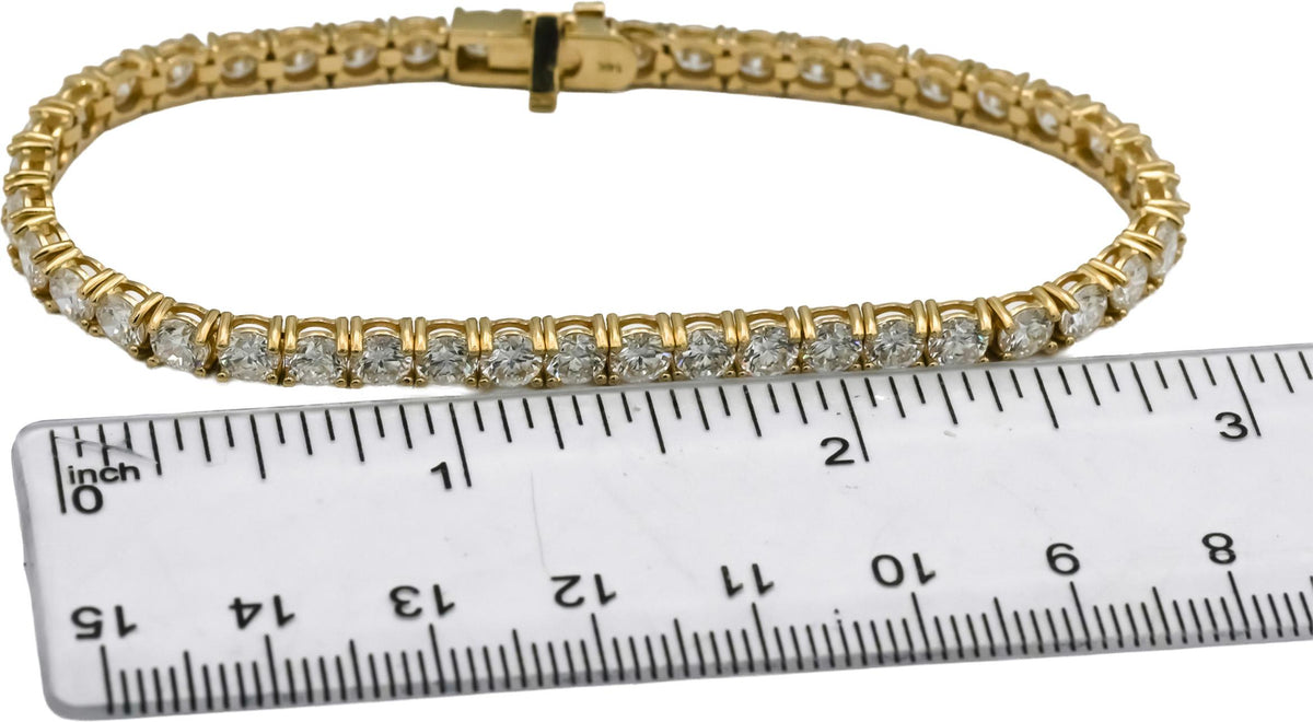 14k Yellow Gold VS Round Lab-Grown Diamond Tennis Bracelet 10.40CT