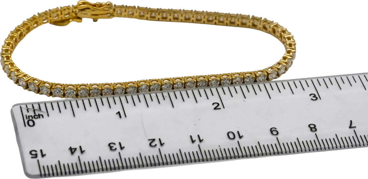 14k Yellow Gold VS Round Lab-Grown Diamond Tennis Bracelet 4.40CT