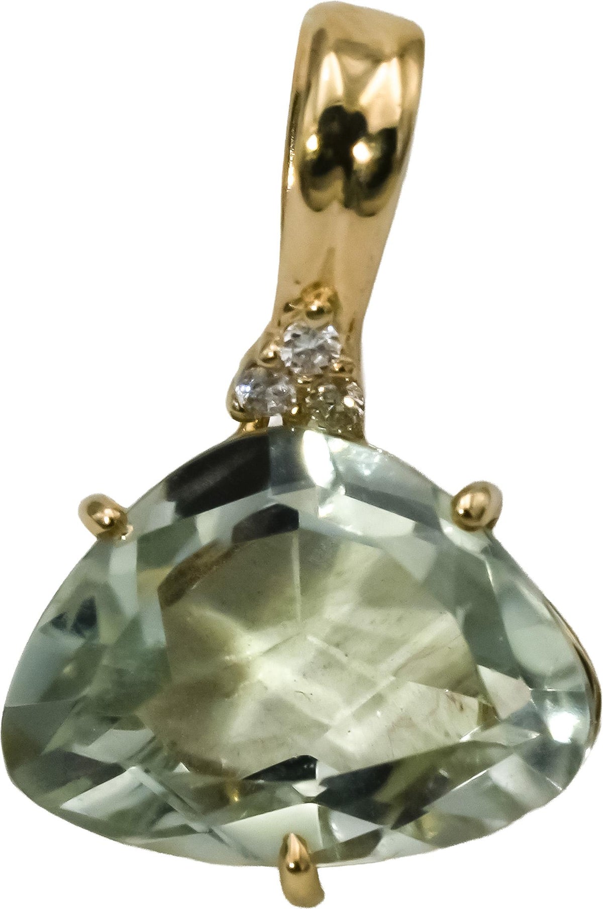 18k Yellow Gold Fancy Cut Aquamarine Pendant 1.50CT w/ Diamond Accents